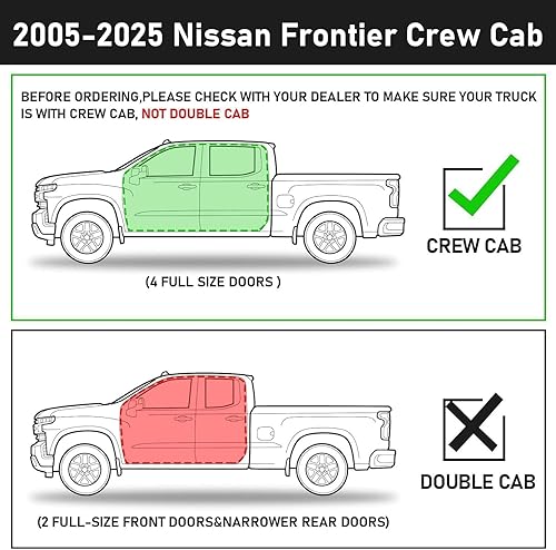Miniatura 3 de Estribos - Barras de paso compatibles con Nissan Frontier Crew Cab 2005-2026. Barras laterales Black Frontier Sliders. Estribos para camiones