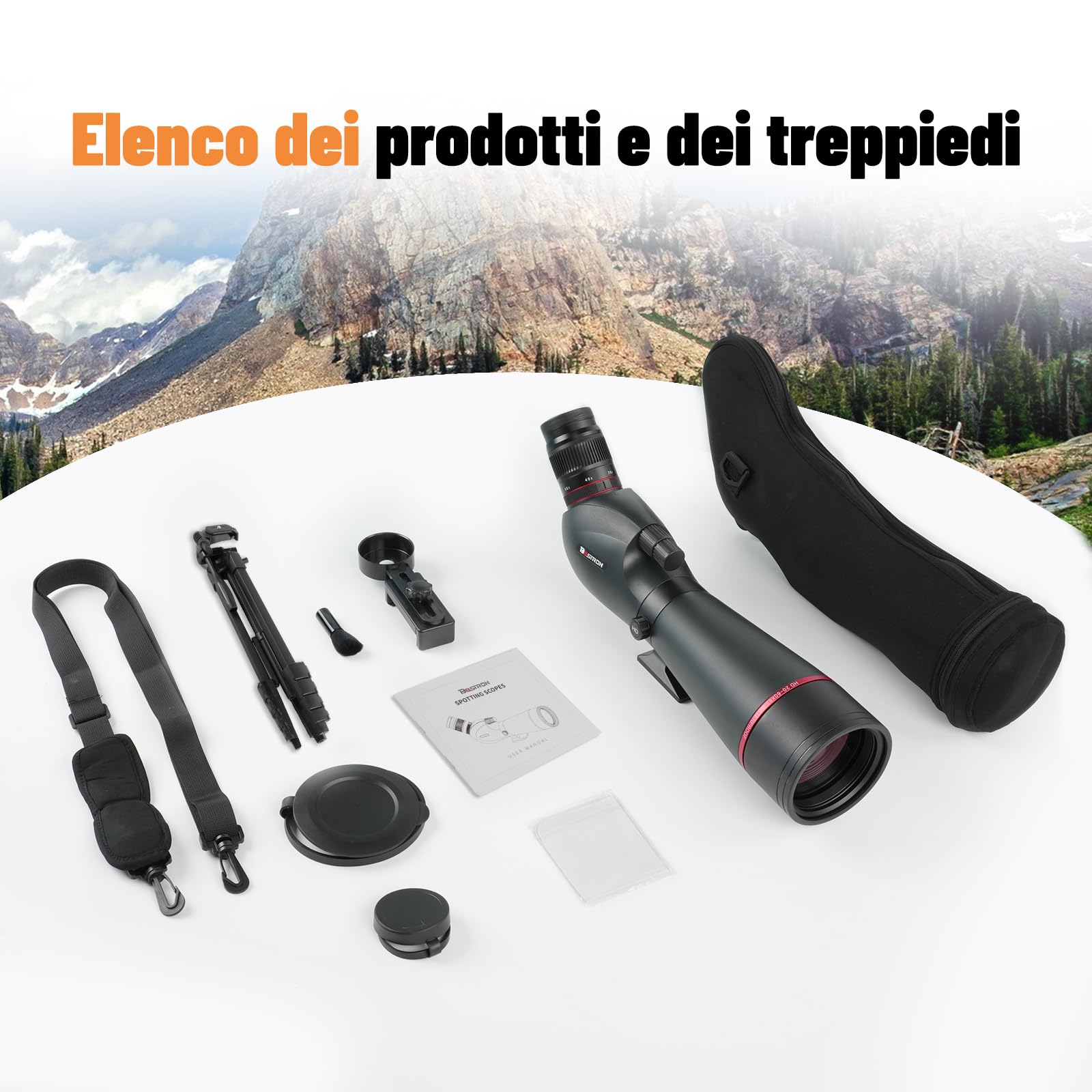 Cannocchiale da Punta HD 20-60x82 BAK4 FMC Impermeabile IPX7 con Treppiede, Adattatore Smartphone per Caccia Birdwatching Tiro