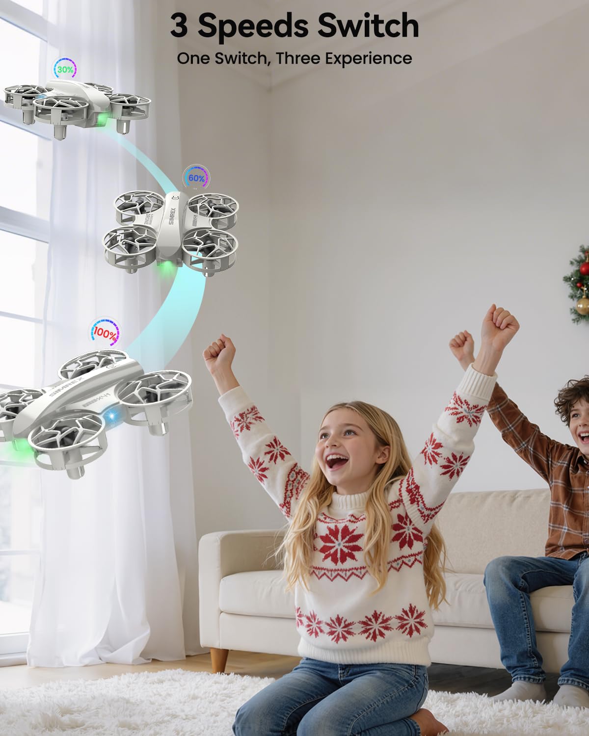 SIMREX Mini drone per bambini con flip a 360° e luci a LED, quadricottero RC, mantenimento dell'altitudine, avvio / atterraggio con un tasto, modalità headless, regalo giocattolo per principianti dai