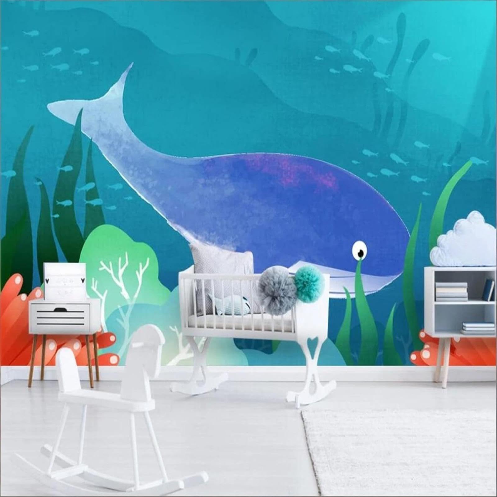 Papier peint algue baleine 3D XLMING pour habiller un mur de canapé facilement