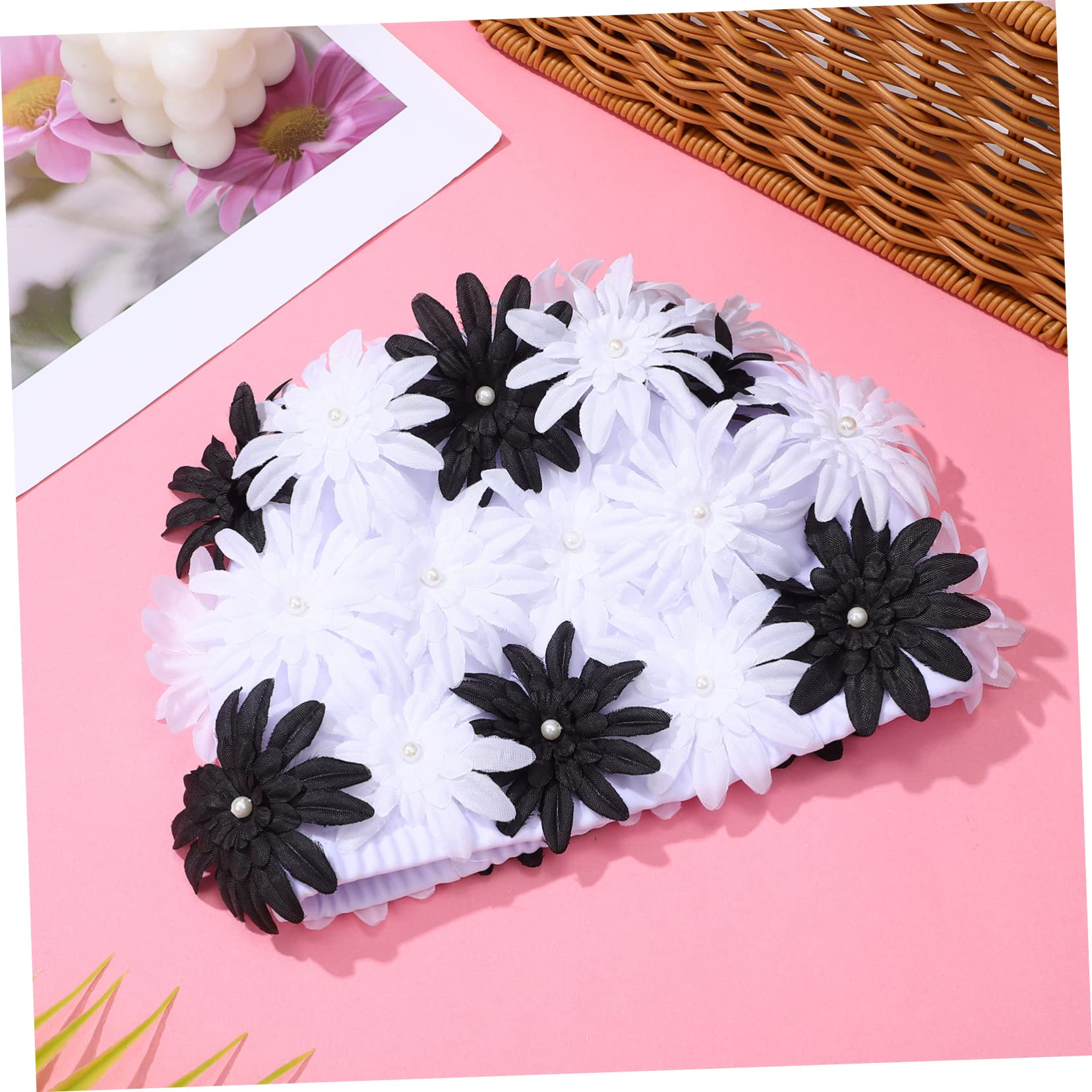 BESPORTBLE Bonnet De Bain Fleur Perle Bonnets De Bain Adultes Chapeau De Natation Femme Chapeau De Bain Piscine Bouchon d'eau pour Enfants Bonnets De Bain pour Filles Les Fleurs sont en Nylon