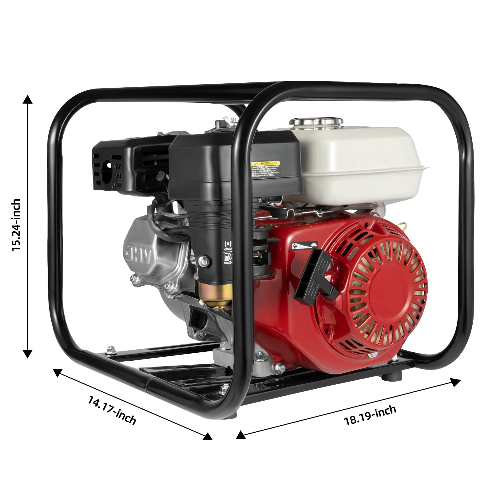 Pompe à eau de jardin 4,8 kW, 6,5 HP moteur 4 temps, 600 tr/min, déplacement 210 cc, hauteur de levage 28 m, faible bruit (environ 96 dB), faible consommation de carburant (360 ml/kw.h)