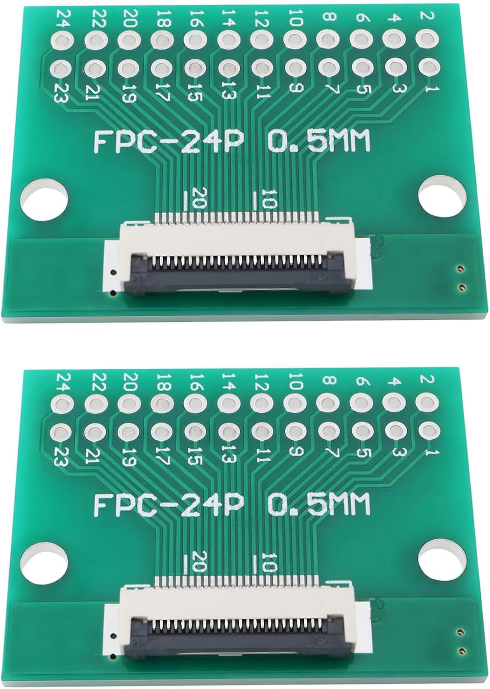 ECSiNG 2 x 24 Pin FPC Converter Plates 0.5 Mm On Side Socket (Back) And 1.0 Mm To Dip 2.54 Mm