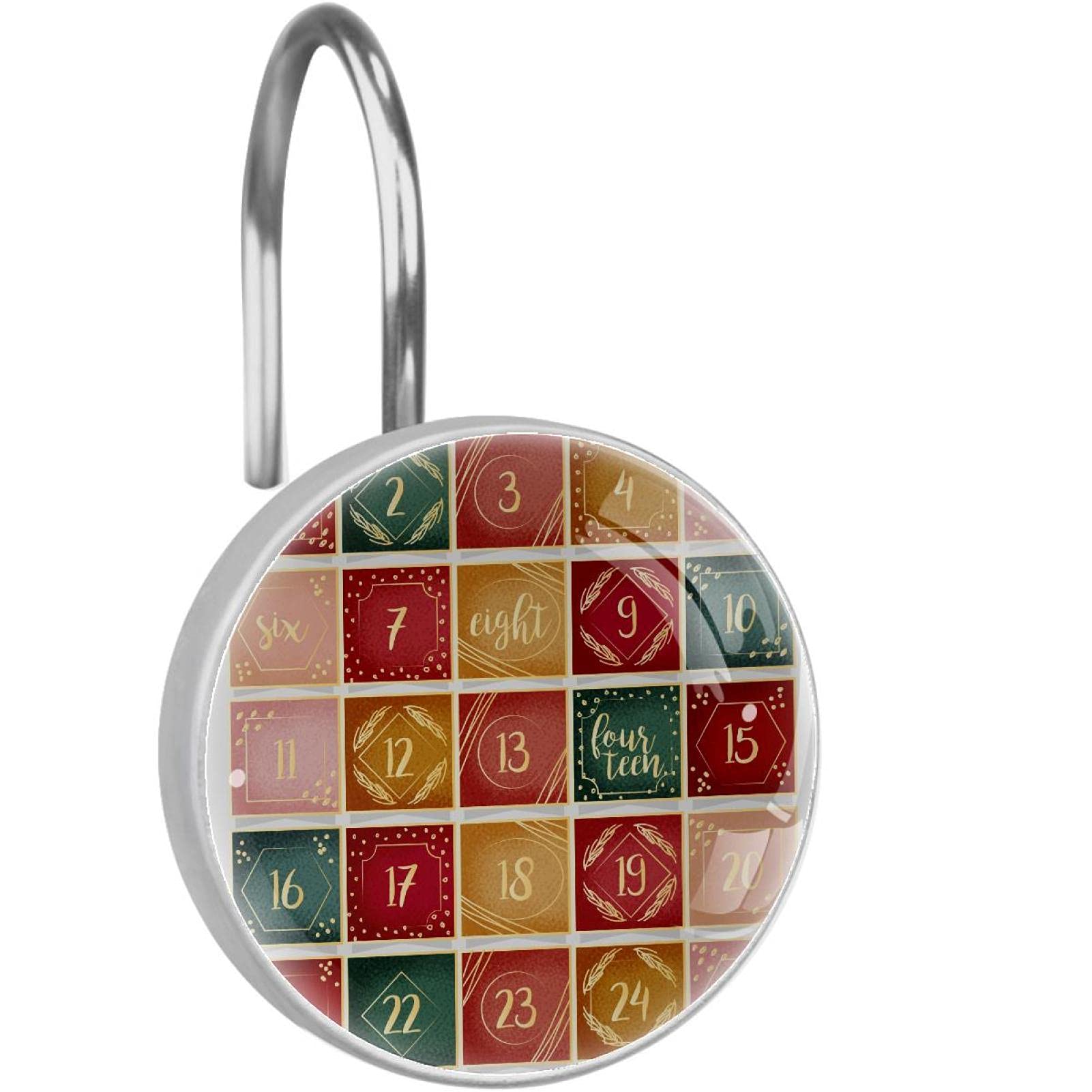 Crochets de rideau de douche ronds verre cristal motif 3D antirouille