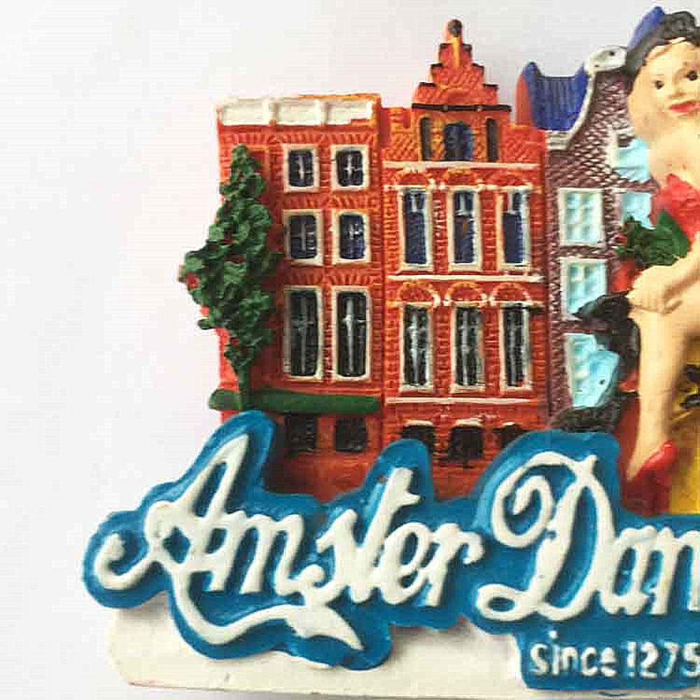 Calamita per frigorifero 3D Amsterdam, Paesi Bassi, souvenir da viaggio, decorazione per frigorifero, adesivo magnetico dipinto a mano