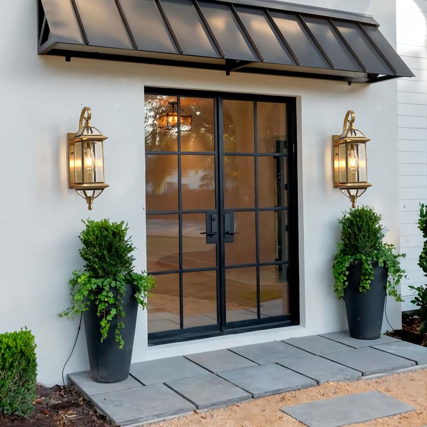 Milaii Copper Outdoor Pendant Light and Brass Copper Wall Light