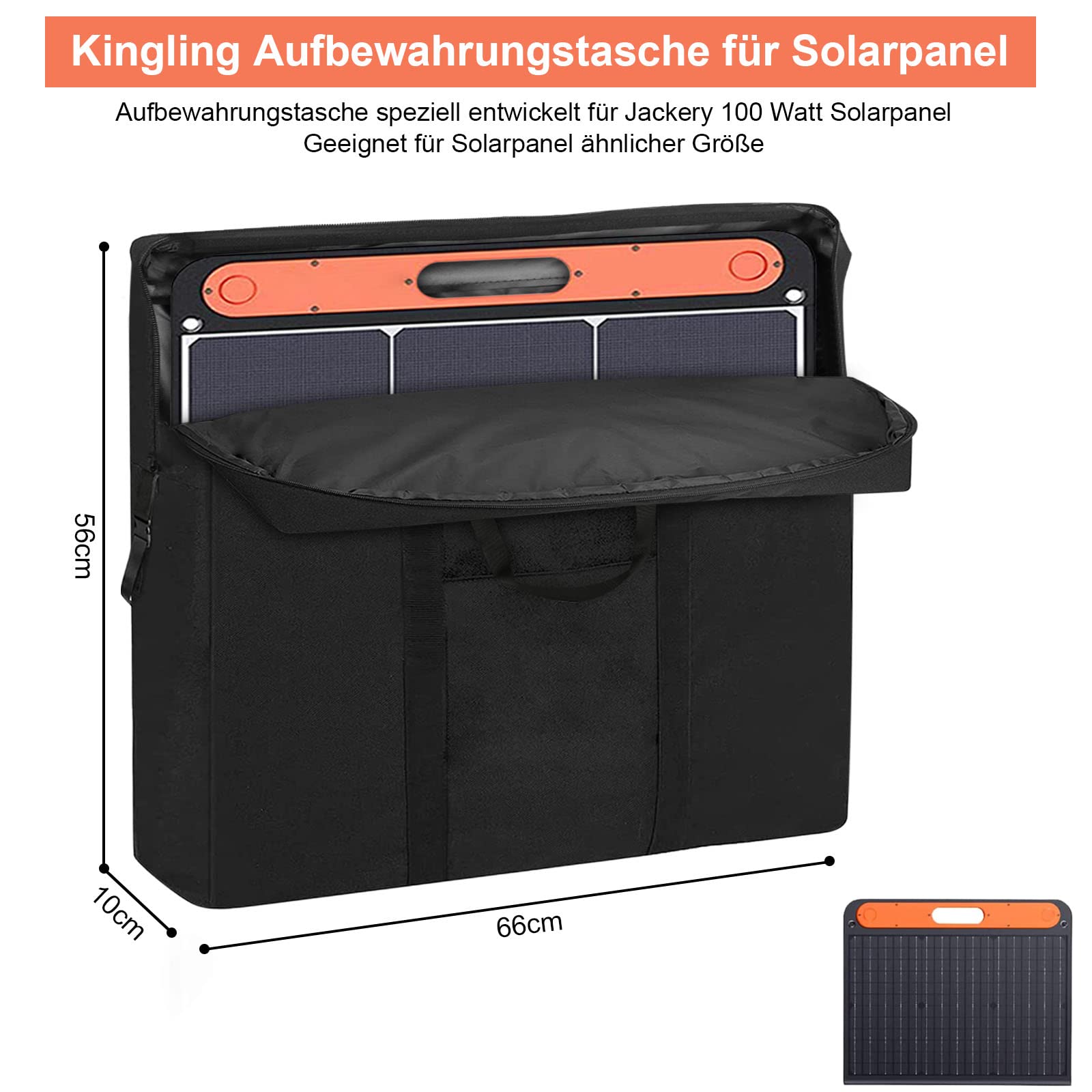 Kingling Tasche für Solarpanel, Staubdichte Solarmodul Tasche passend für 100 Watt Solarpanel, Faltbare Solarpanel Aufbewahrungstasche (Kann Zwei Sonnenkollektoren aufnehmen) - 66 x 56 x 10 cm