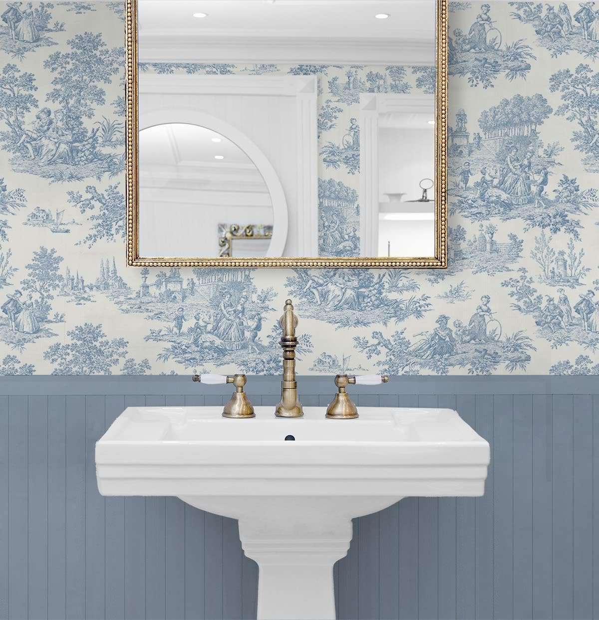 Seabrook Designs Chateau Toile Vintage Blue Wallpaper