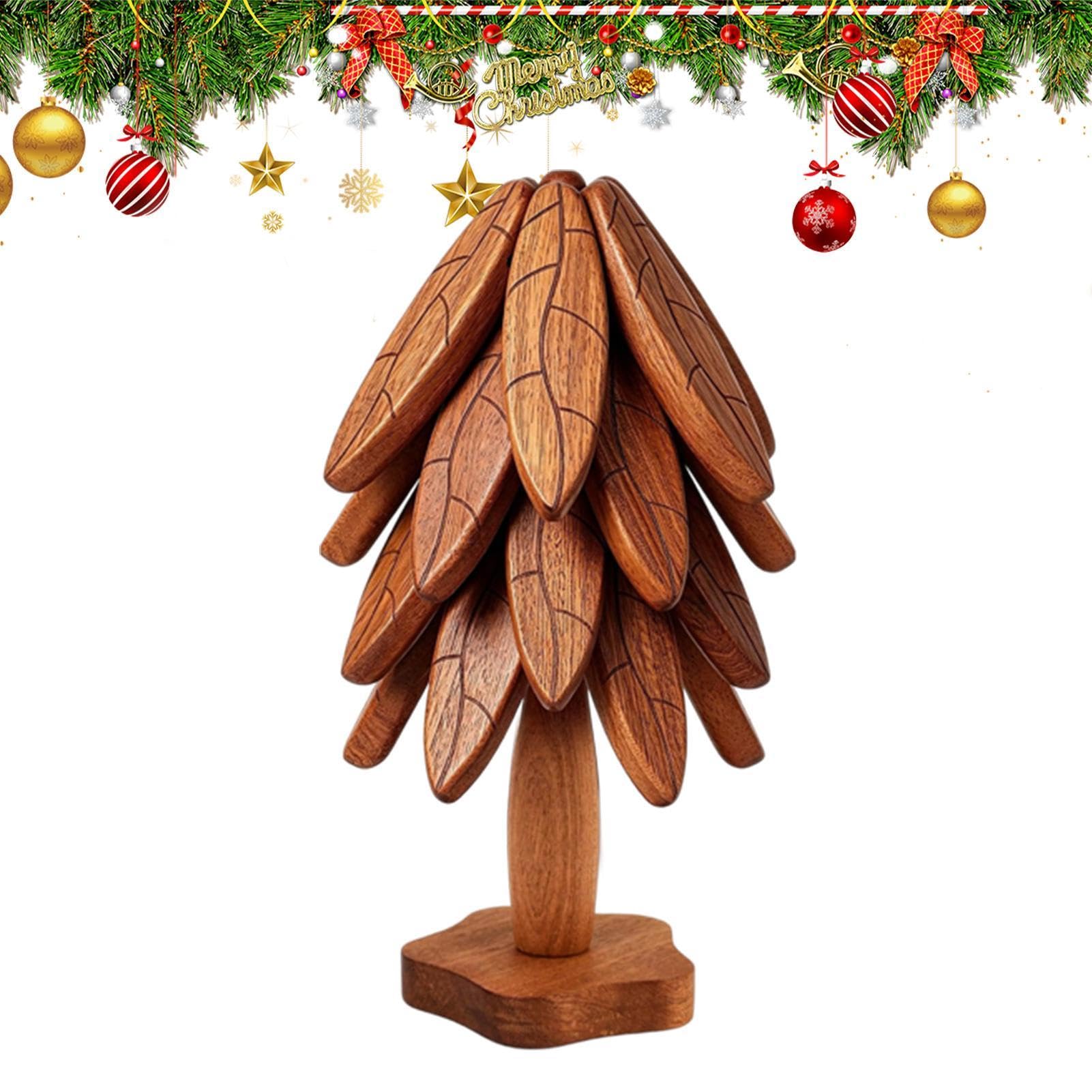Lot de 4 dessous de plat en bois, antidérapants, isolants thermiques,