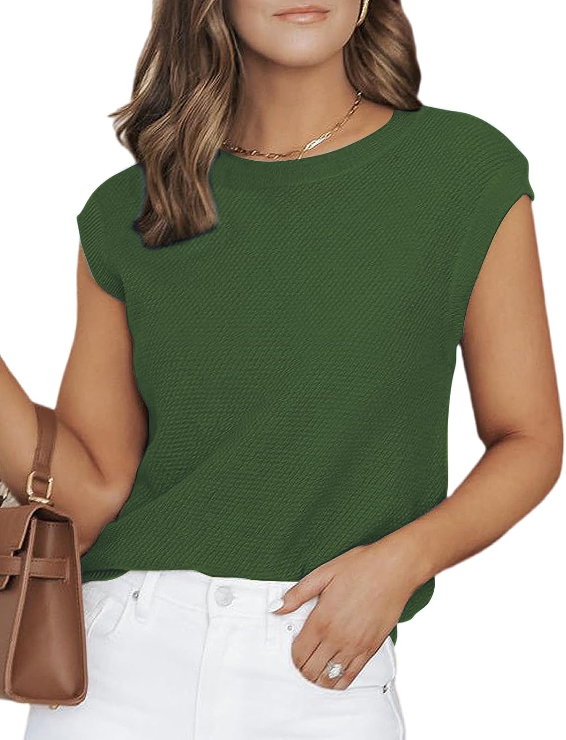 CiCiBird Women Summer Cap Sleeve Sweaters Knit Crew Neck Pullover Tank Tops 2025 Casual Trendy Shirt