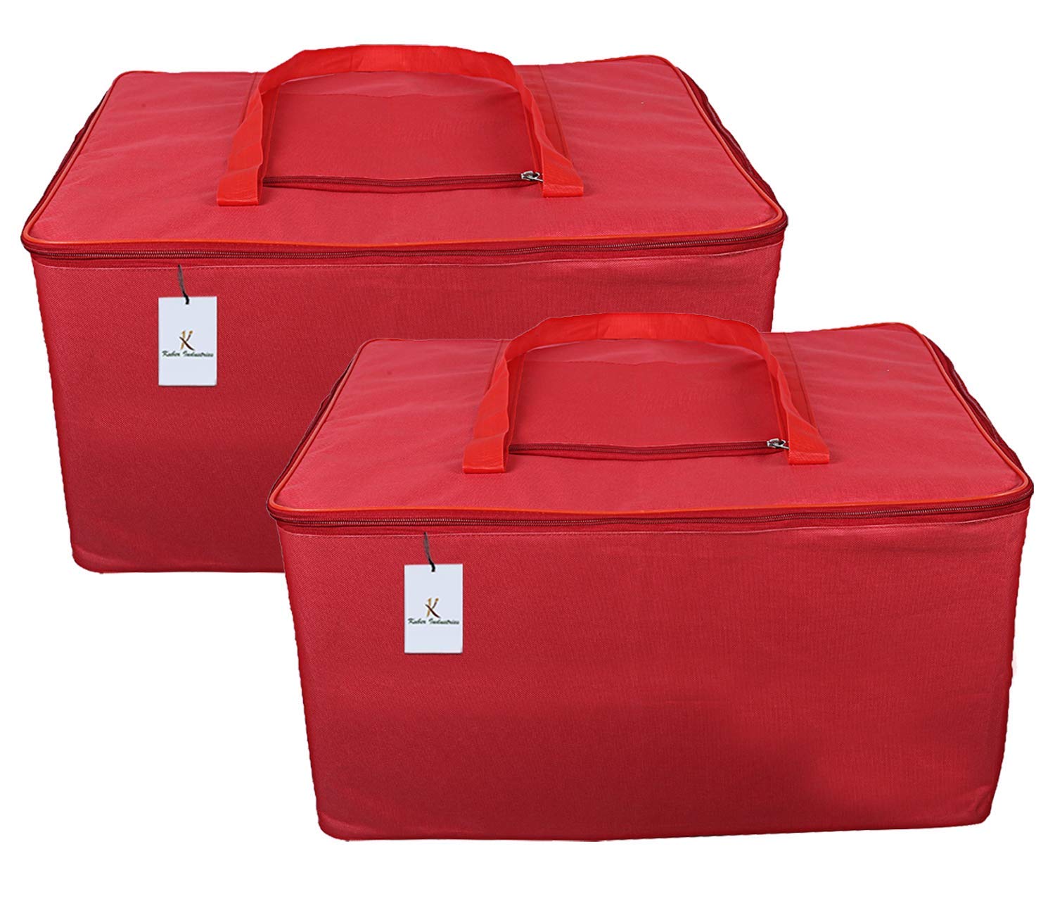 Heart Home Rexine 2 Pcs Jumbo Underbed Moisture Proof Storage Bag with Zipper Closure and Handle (Red) - CTHH20346-image-49