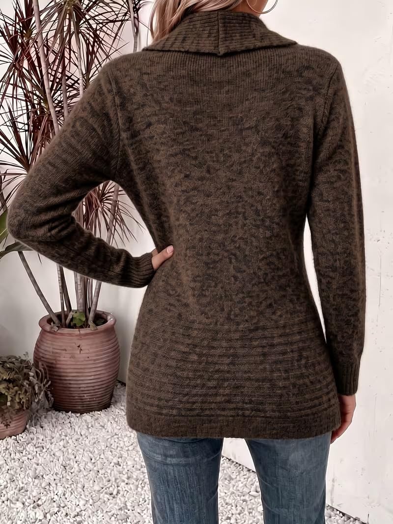 Gilet Long pour Femme Col Châle Ouvert sur Le Devant Veste en Maille Mi Longue Manteau Pull Léger et Décontracté Trench Coat en Maille pour Femme Veste De Mi Saison À Porter Au Quotidien