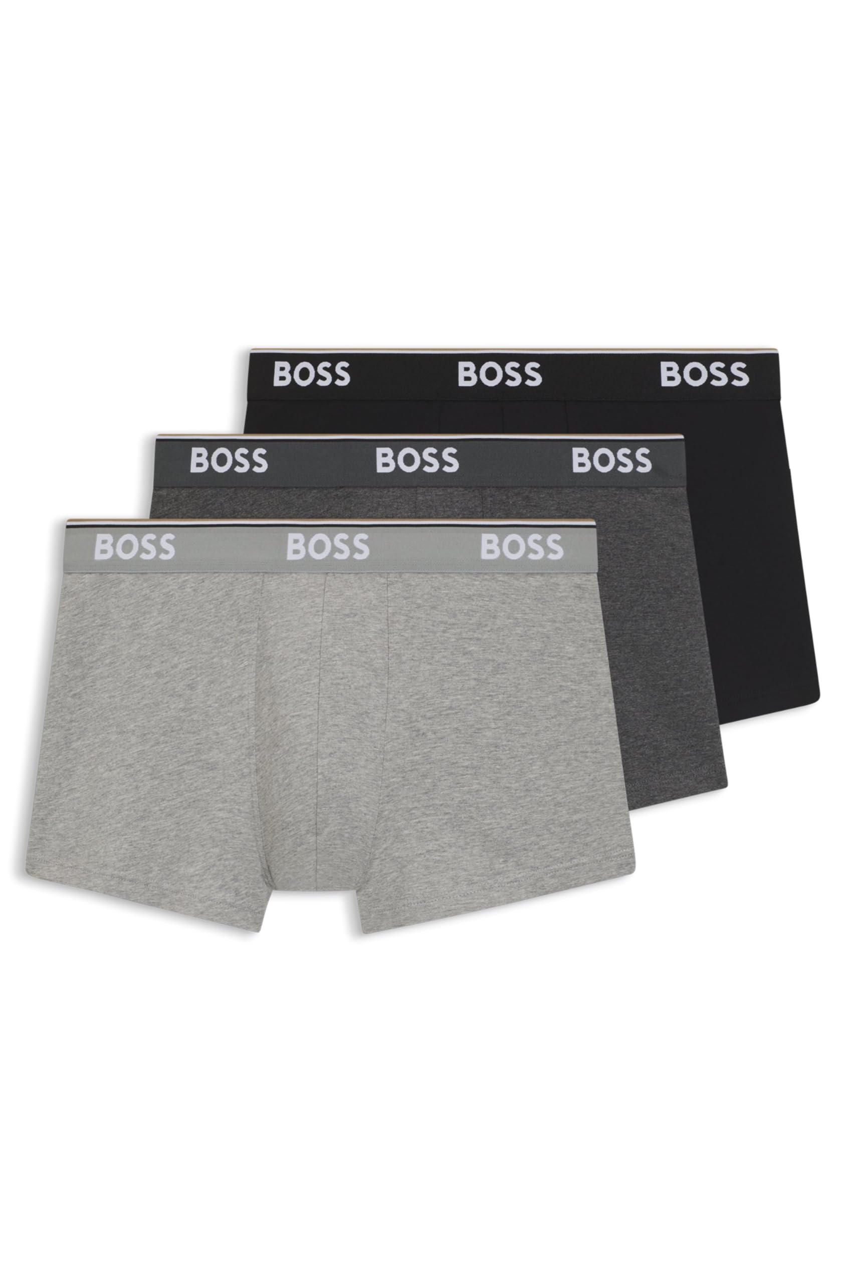 Boss Men's Bodywear 3-Pack Boxer Shorts With Logo Detail Grey Large