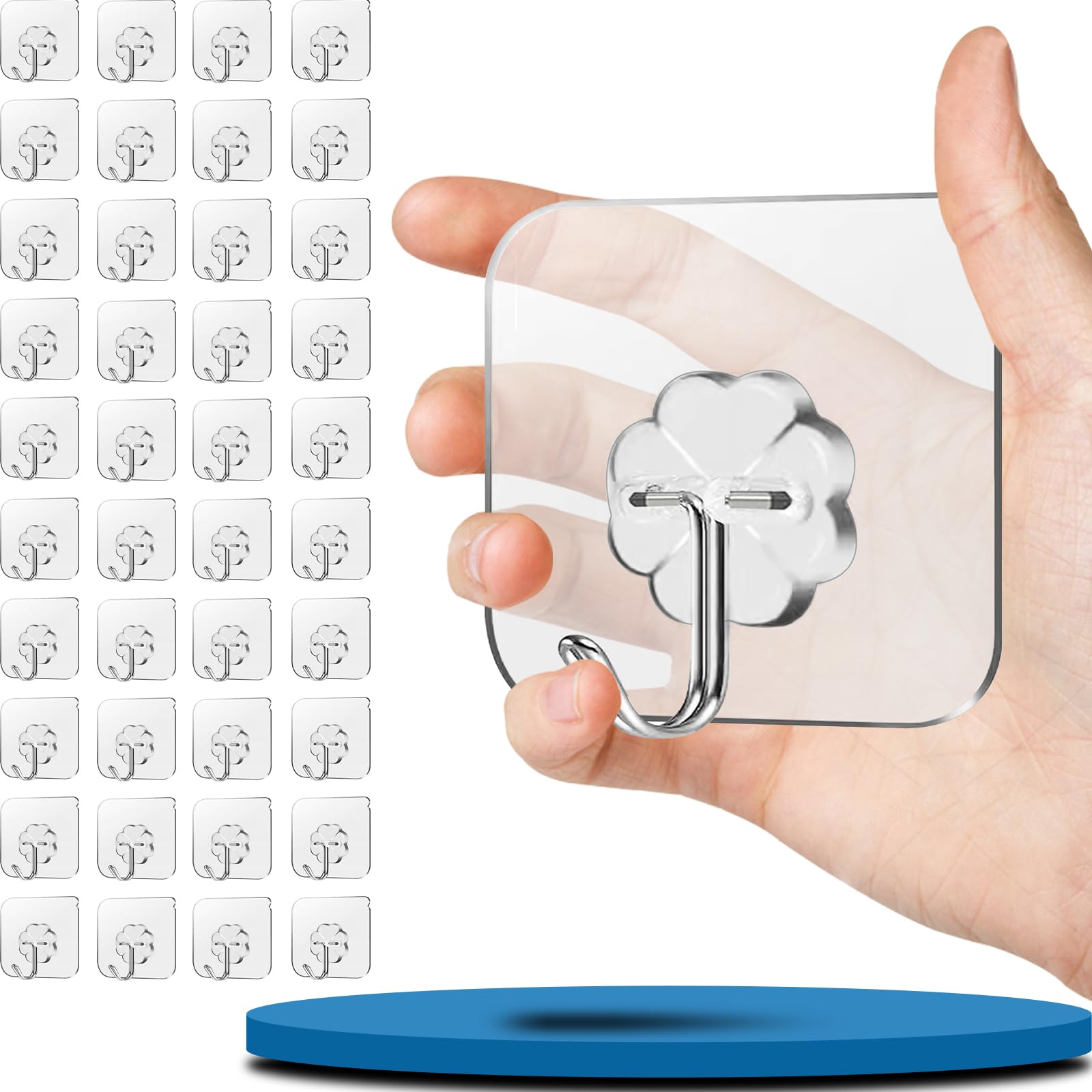 40 Stk Haken Selbstklebend, SUS304 Klebehaken Haltbarkeit bis zu 10 kg(max), Klebehaken Transparent Geeignet zum Aufhängen als Weihnachtsdekoration, Haken ohne Bohren für Organisatoren, Aufhängehilfen