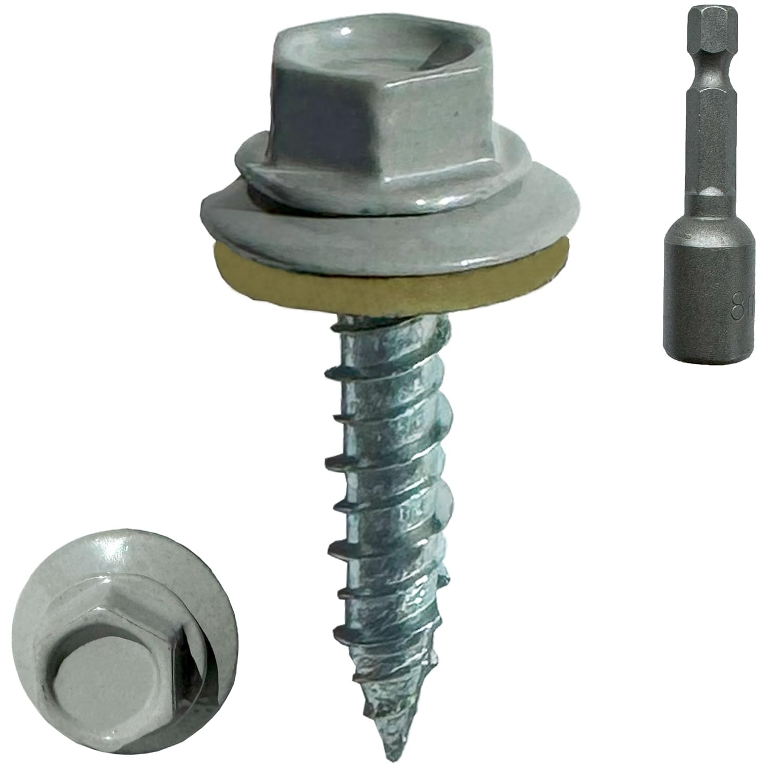 (250) BRAUNY BOY Grey - Metal Roofing Screws #10 × 1 Inch, Rubber Washer, Sharp Point, Metal to Wood Siding Screws - Qty (250) Screws