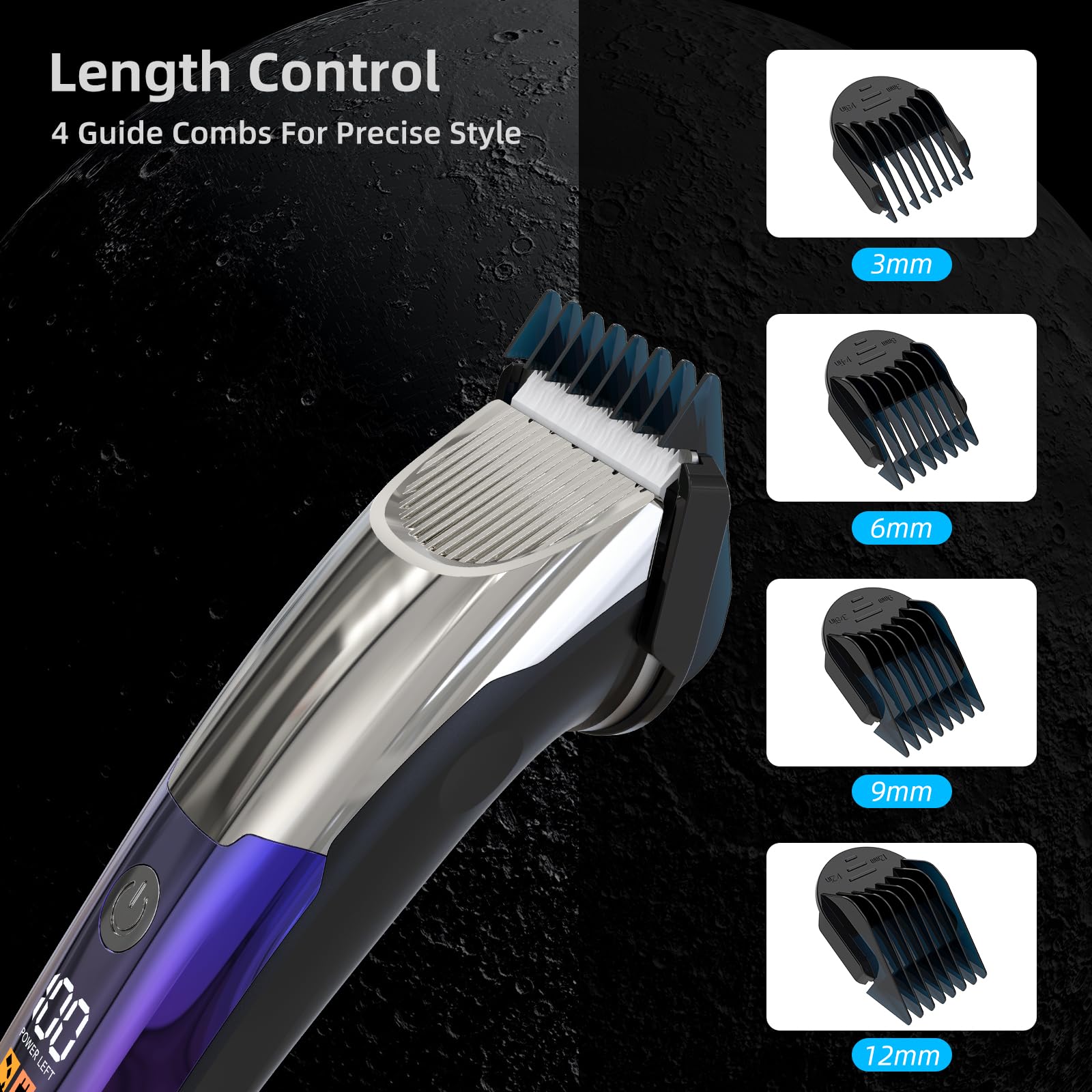 Apiker Tagliacapelli Uomo Professionale, Macchinetta per Capelli, Rasoio Elettrico Barba Capelli Lama Regolabile Acciaio Carbonio Ceramica con 4 Pettini Set, Macchinetta Regolabarba Display a LCD