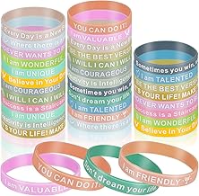 Huiguli 36 Pièces Bracelet en Silicone de Motivation, 20,2cm Bracelets D'inspiration en Silicone Couleurs, Citation Inspirante Bracelets avec Messages Positifs, pour Collègues, Adolescents, Enfants