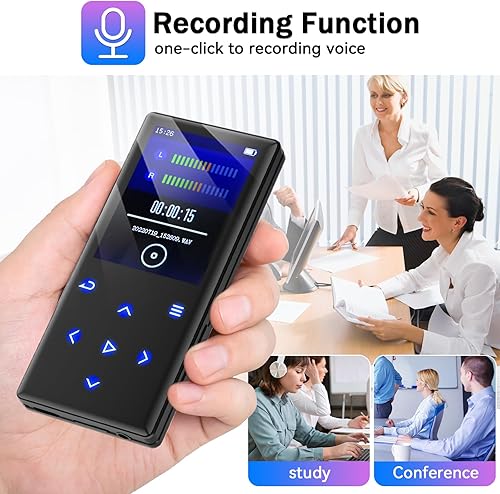 Miniatura 5 de Gueray Reproductor de MP3 de 128 GB Bluetooth Reproductor de MP3 con altavoces Soporte FM Radio Grabadora de voz Tarjeta TF Reproductor de música