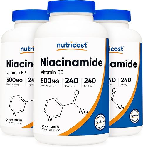 Nutricost Niacinamida (Vitamina B3) 500 mg, 240 Cápsulas (3 Botellas)