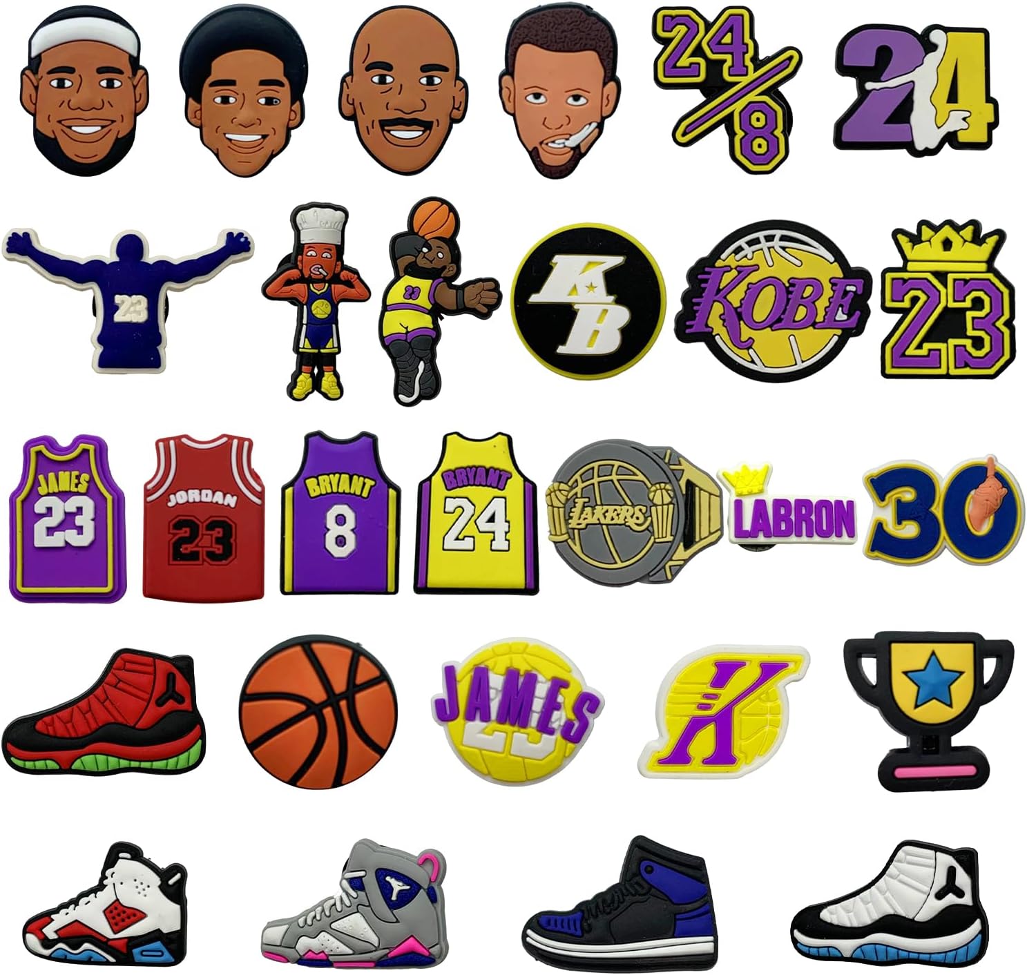 28 PCS Basketball Game Shoe Ornaments, Crocodile Print Shoe Ornaments, DIY Decorations, Party Favors, For Beach Shoes, Clogs (28 Styles)