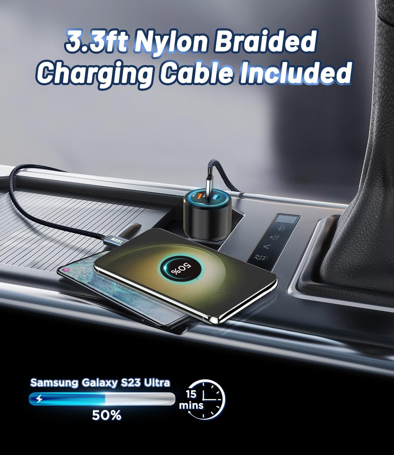 Kapebow USB C Car Charger-215W 3 Port Superfast Charging Car Charger Adapter for MacBook Pro/Air, Laptop, iPad, iPhone 14/13/12/11,Samsung Galaxy S23/22, Pixel