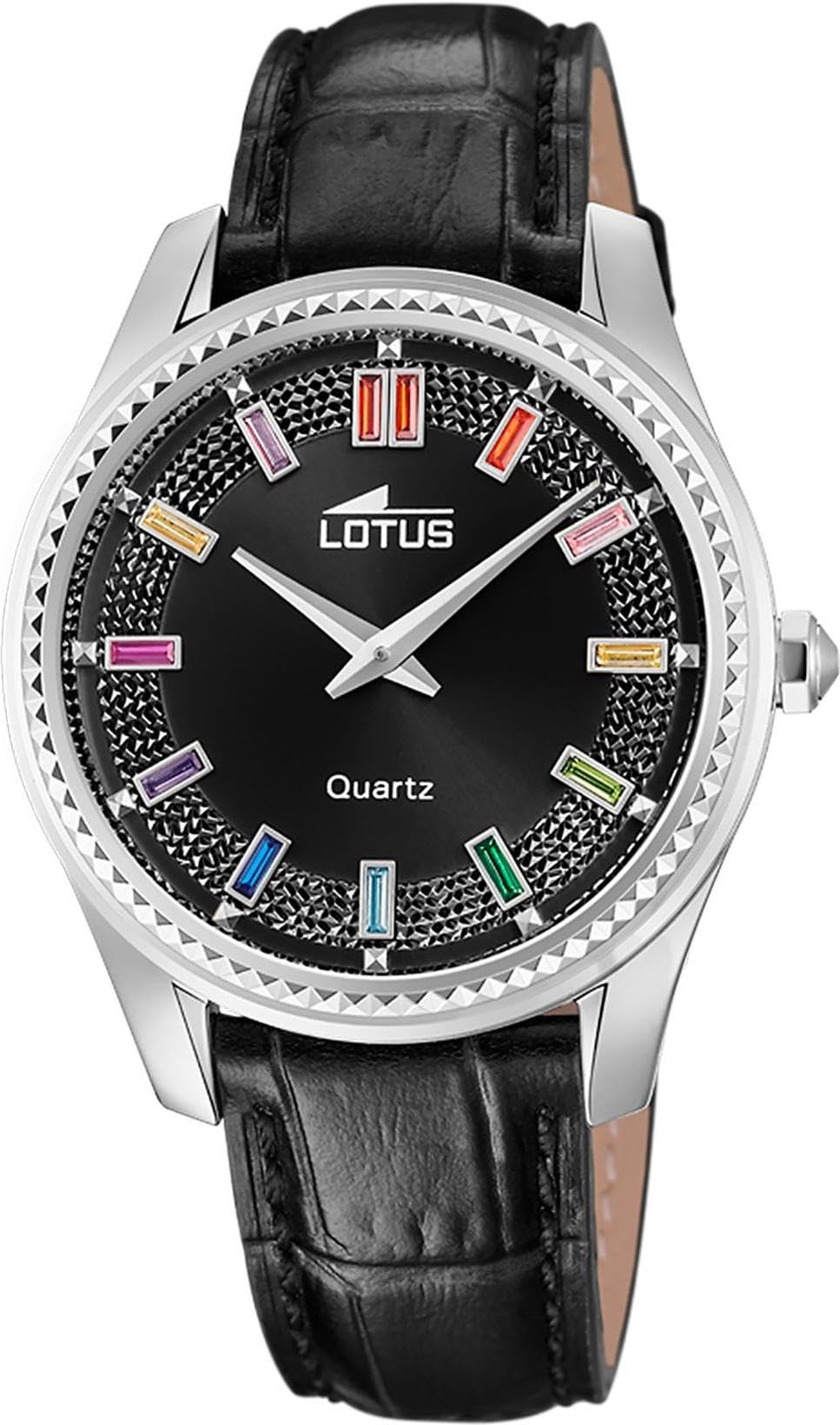 LOTUS Reloj Mujer Analógico de Cuero Negro
