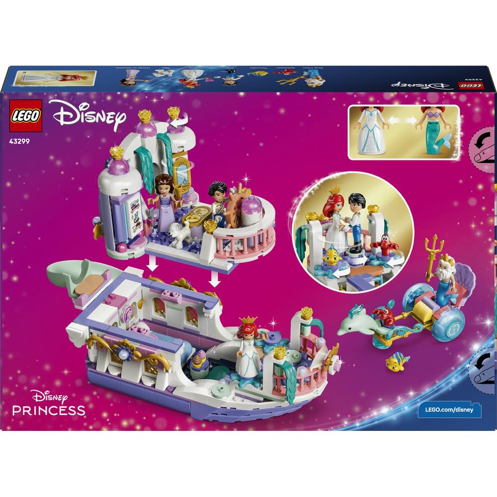 LEGO ǀ Disney Princess Królewska łódź weselna Arielki 43299 | Łódka z filmu Mała Syrenka Disneya, zabawka dla 6-latki, prezent dla dziewczynki i chłopca, klocki dla dzieci, 519 elementów