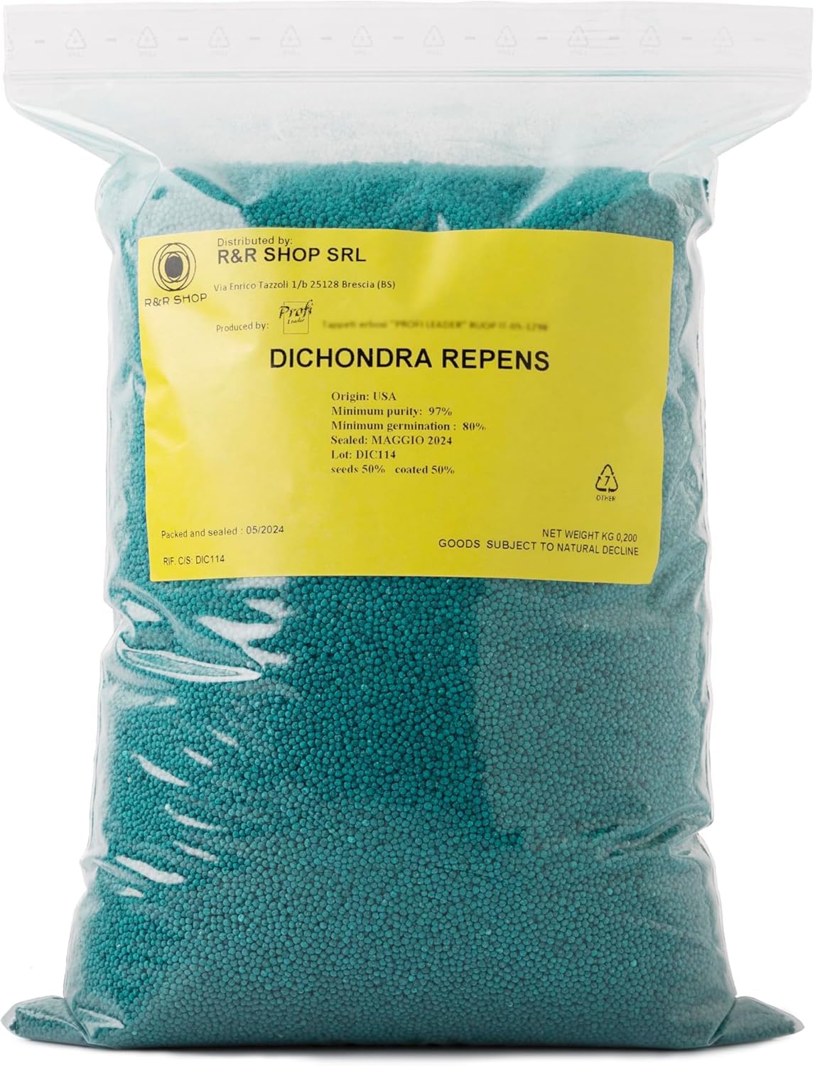 R&R SHOP - Semillas de Césped, Dichondra Repens, Origen USA, Resistentes y Decorativas (900gr - 90mq)