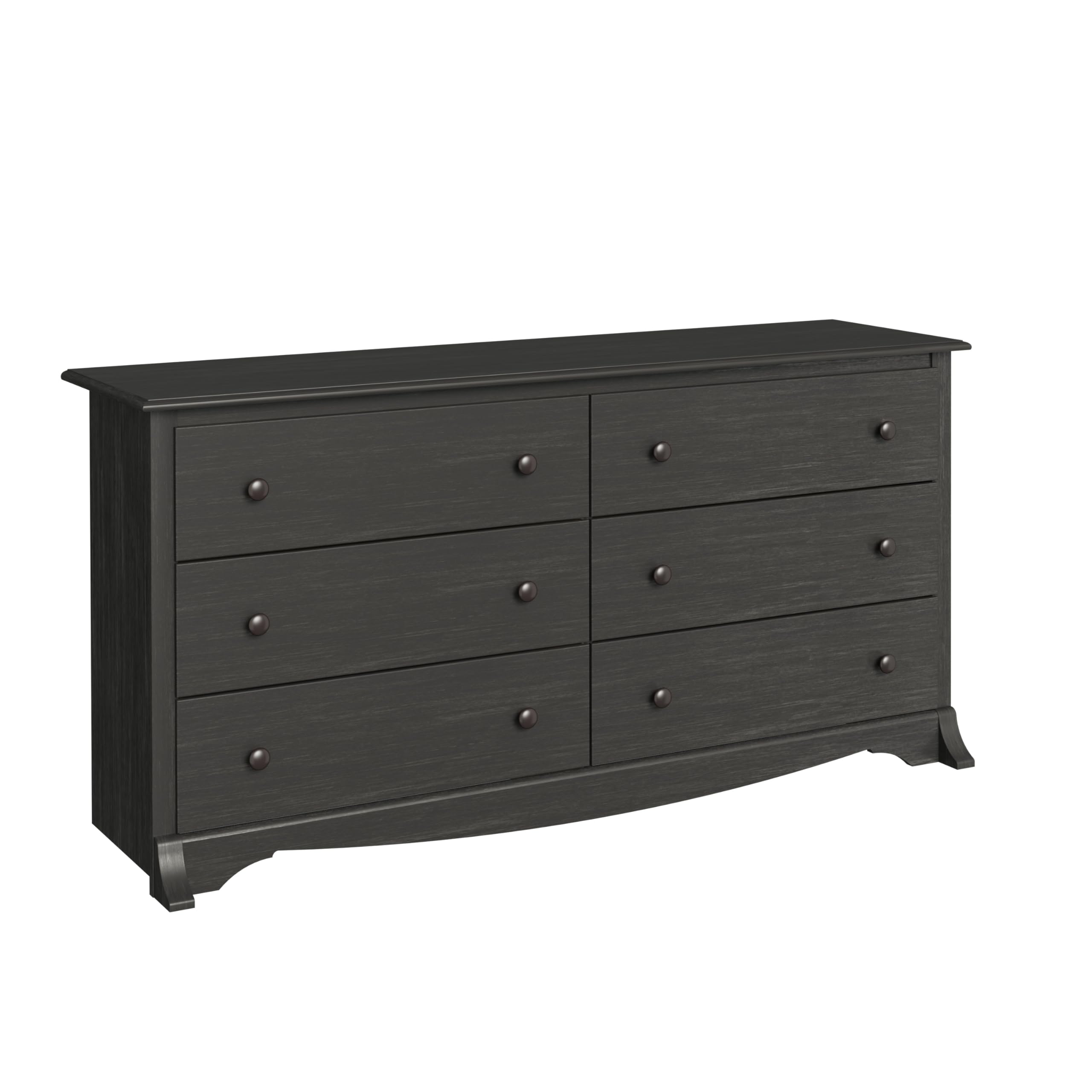 Sonoma 6-Drawer Double Dresser for Bedroom, Wide Chest of Drawers, Traditional Bedroom Furniture, 59" wide x 17.5" deep x 29" tall, Washed Black