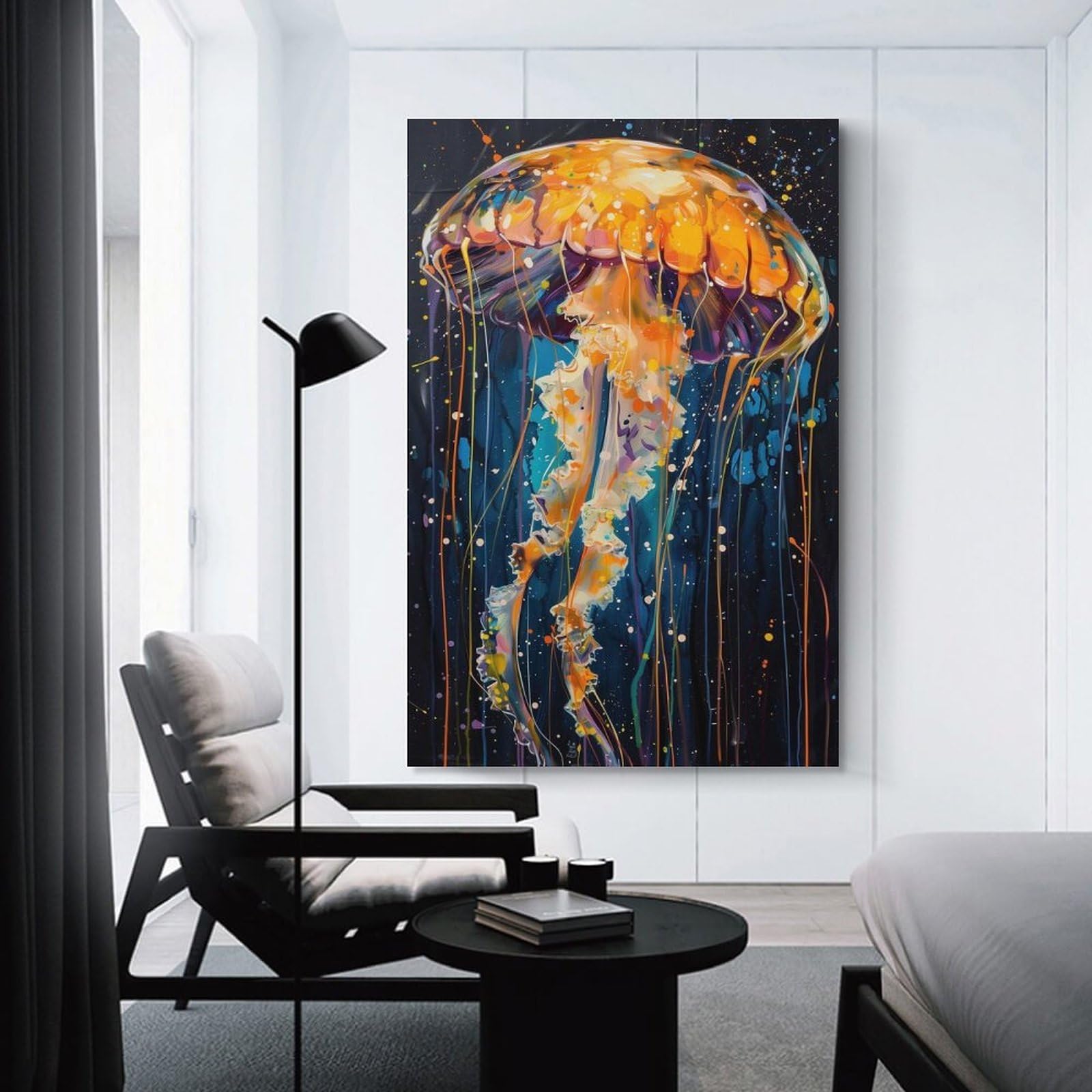 Junmoney Unframe-Style-20 Canvas Art Print Squid Jelly Watercolor, 16X24inch(40X60cm), For Contemporary Homes, Apartments Or Offices, Decorative Canvas Decor For Home Updates