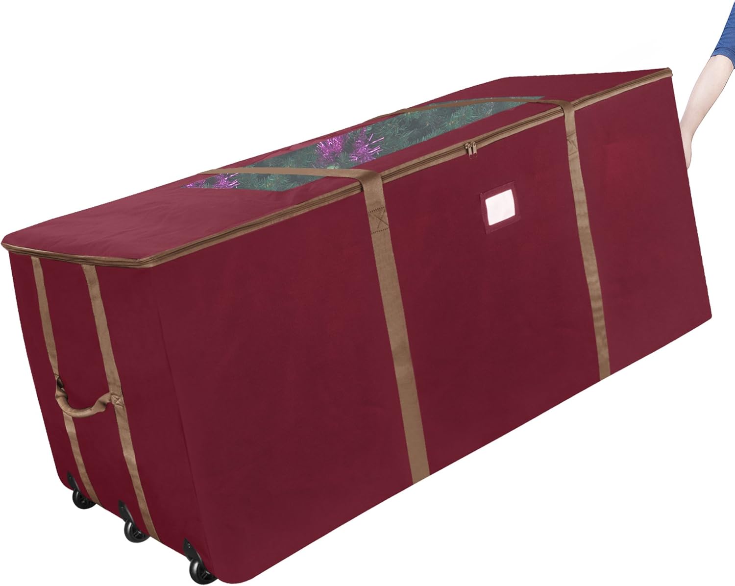 Buy 2 get 3 Elf Stor 83-DT5045 Rolling Christmas Storage Premium Duffel Bag with Wheels – Holds up to a 9 Foot Artificial Tree, Red