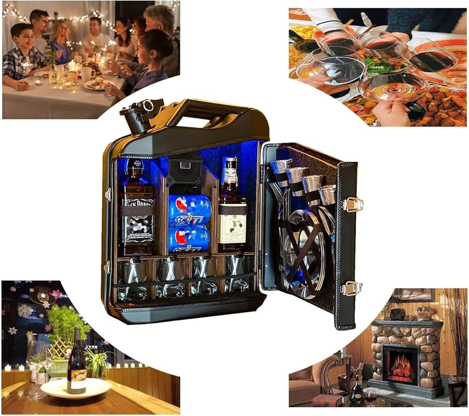 Personalized Small Bar, Portable Whiskey Bar Cabinet, Christmas Mini Bar Gasoline Barrel Wine Cabinet Display, Gift for Husband Men Women Dad Boy Girl Boss