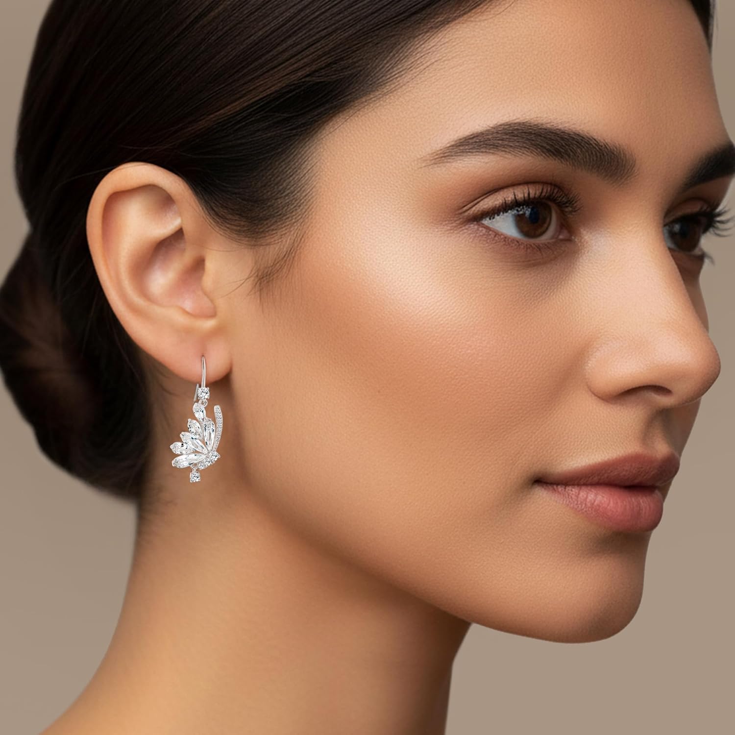 Gemsme Dangle Drop Earrings Cubic Zirconia Hooks - 14K Gold Plated Hypoallergenic Earring Wedding Costume Engagement Present for Women