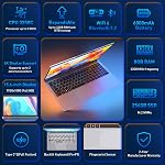 Auusda 2026 15.6" Ordinateur portable en argent, R3 3250C jusqu'à 3,5GHz, gagner 11 Compatible, WiFi 6, Clavier rétroéclairé + Empreintes digitales, double type C plein-caractère, 6000mAh, Ordinateur portable pour le travail, 8GB RAM 256GB SSD