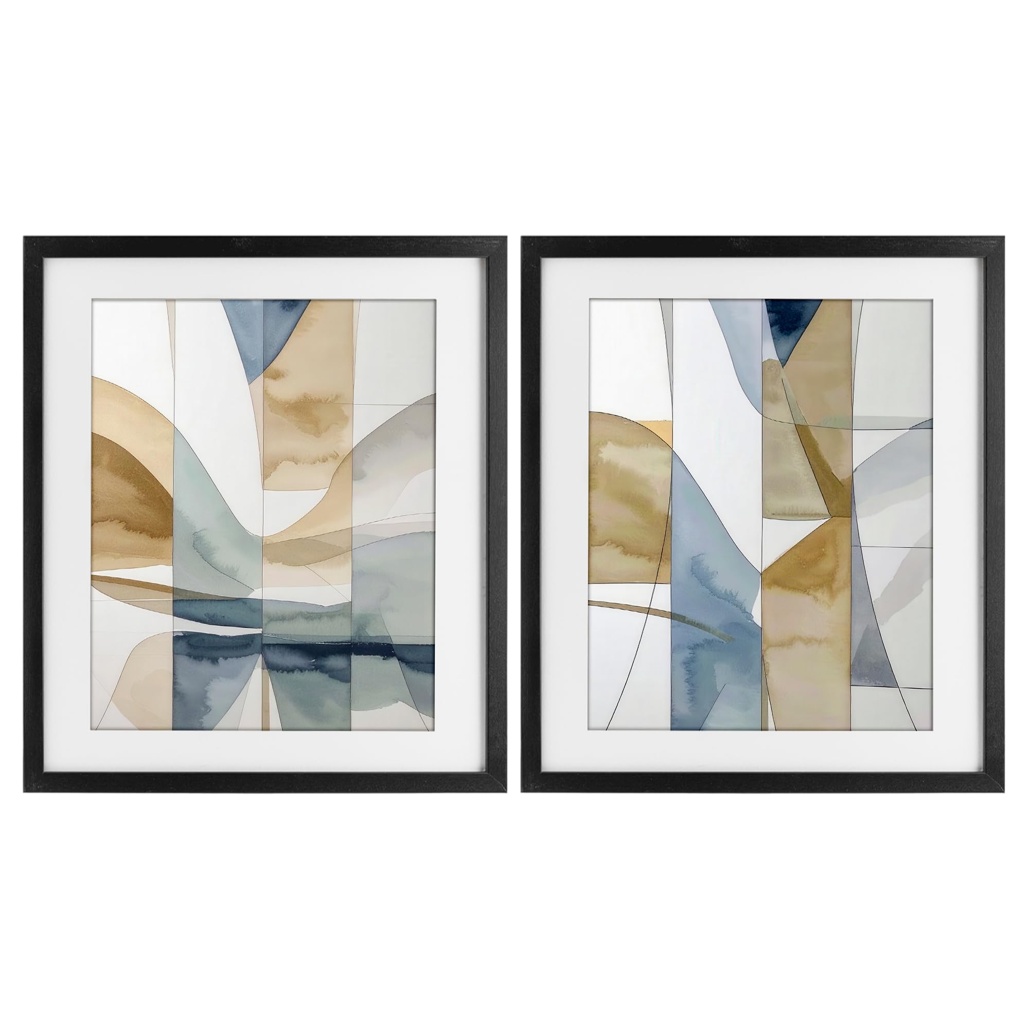 Stupell Industries Southwestern Geographic Balance 'Balanced Geographic Abstract'| 2Pc Framed Print Under Glass Set