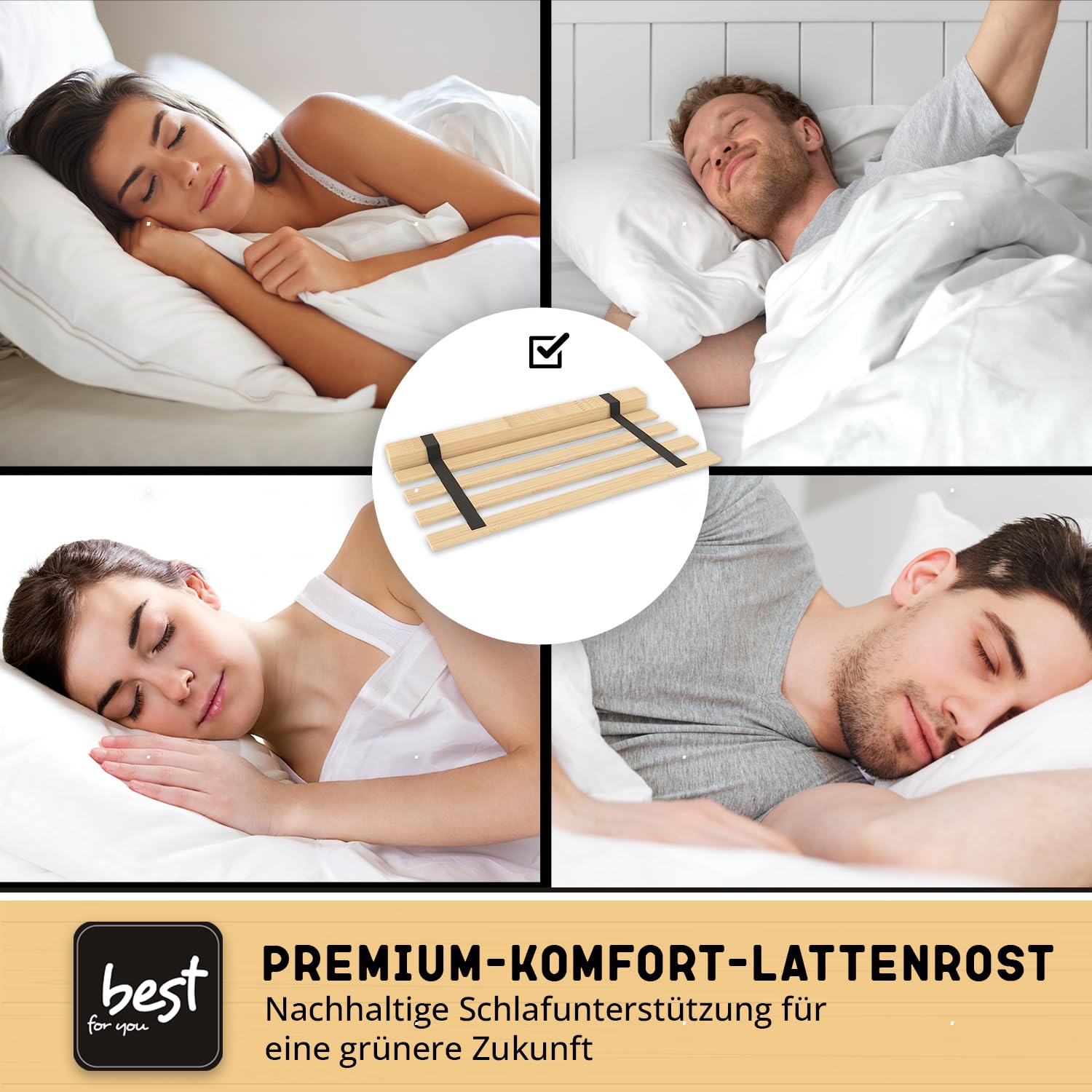 Best For You Rollrost aus 15 oder 20 massiven stabilen Holzlatten Geeignet für alle Matratzen - in viele Größen 60x120 cm - 140x200 cm (90x200-10 Latten)