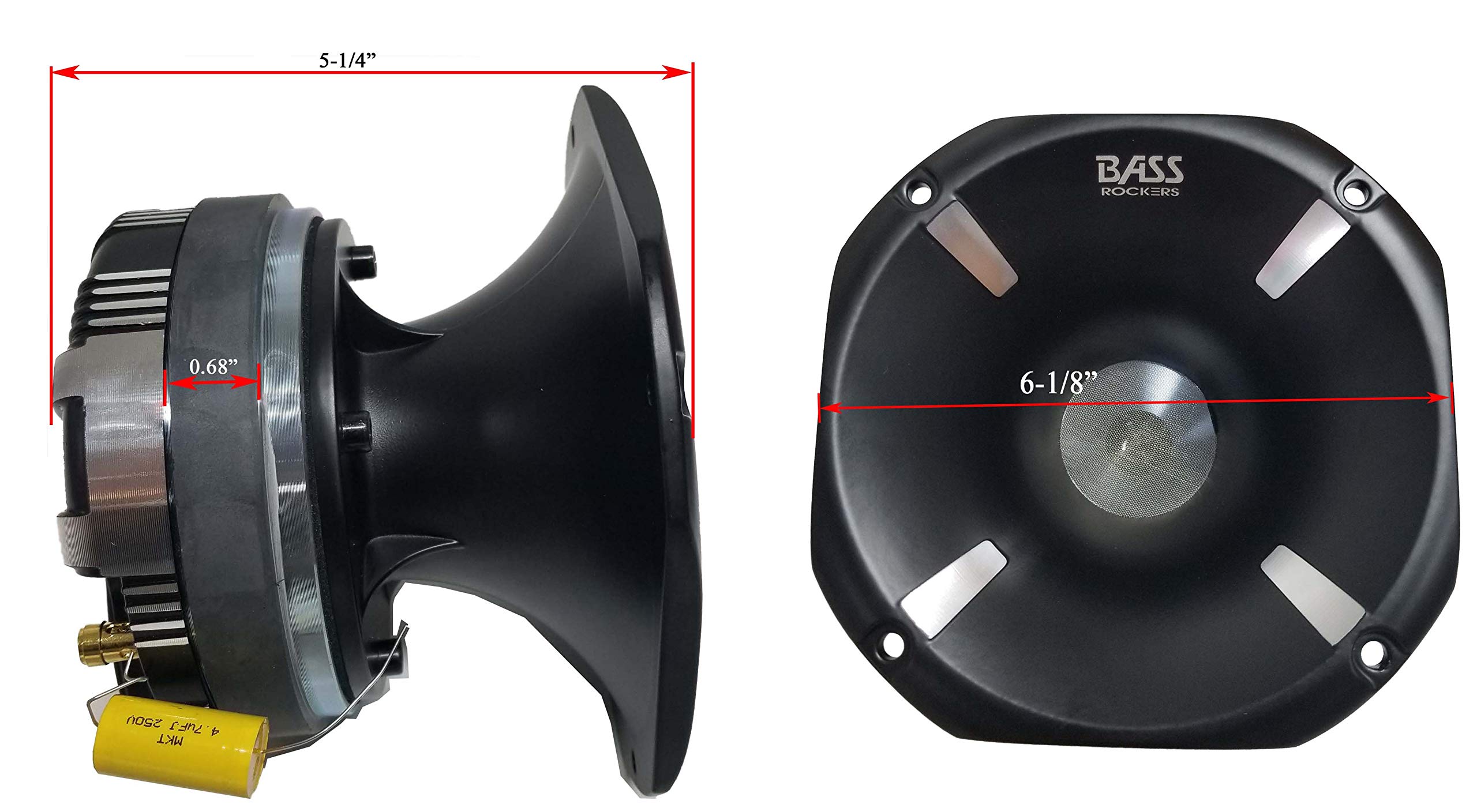 Bass Rockers driver de titanio con bobina de voz de 2 pulgadas y bocina de aluminio – 600 vatios, 8 ohmios con bloqueo de graves