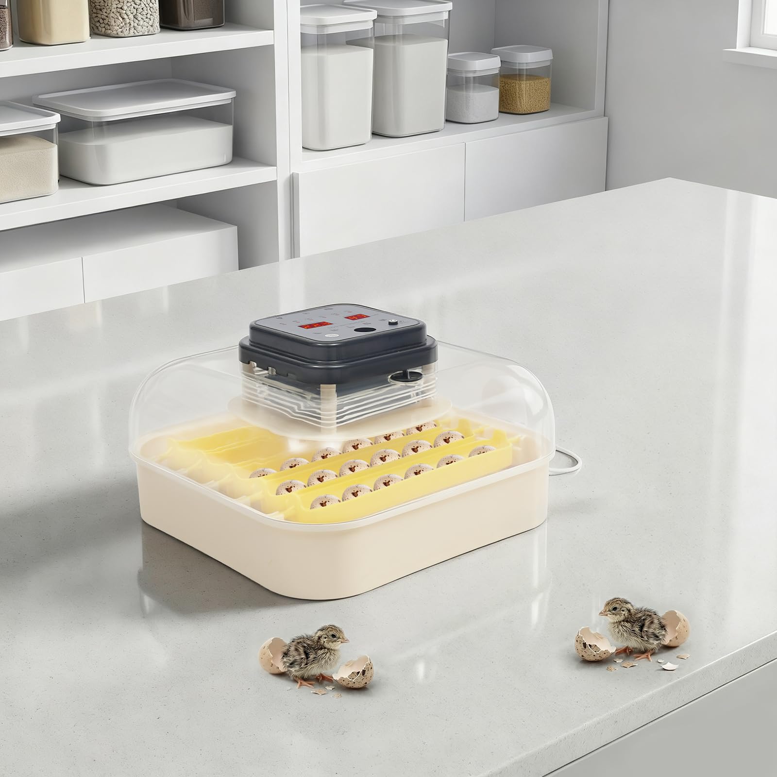 Macchina incubatrice per uova con controllo della temperatura e regolazione dell'umidità, incubatrice con funzione automatica di rotazione 30 uova
