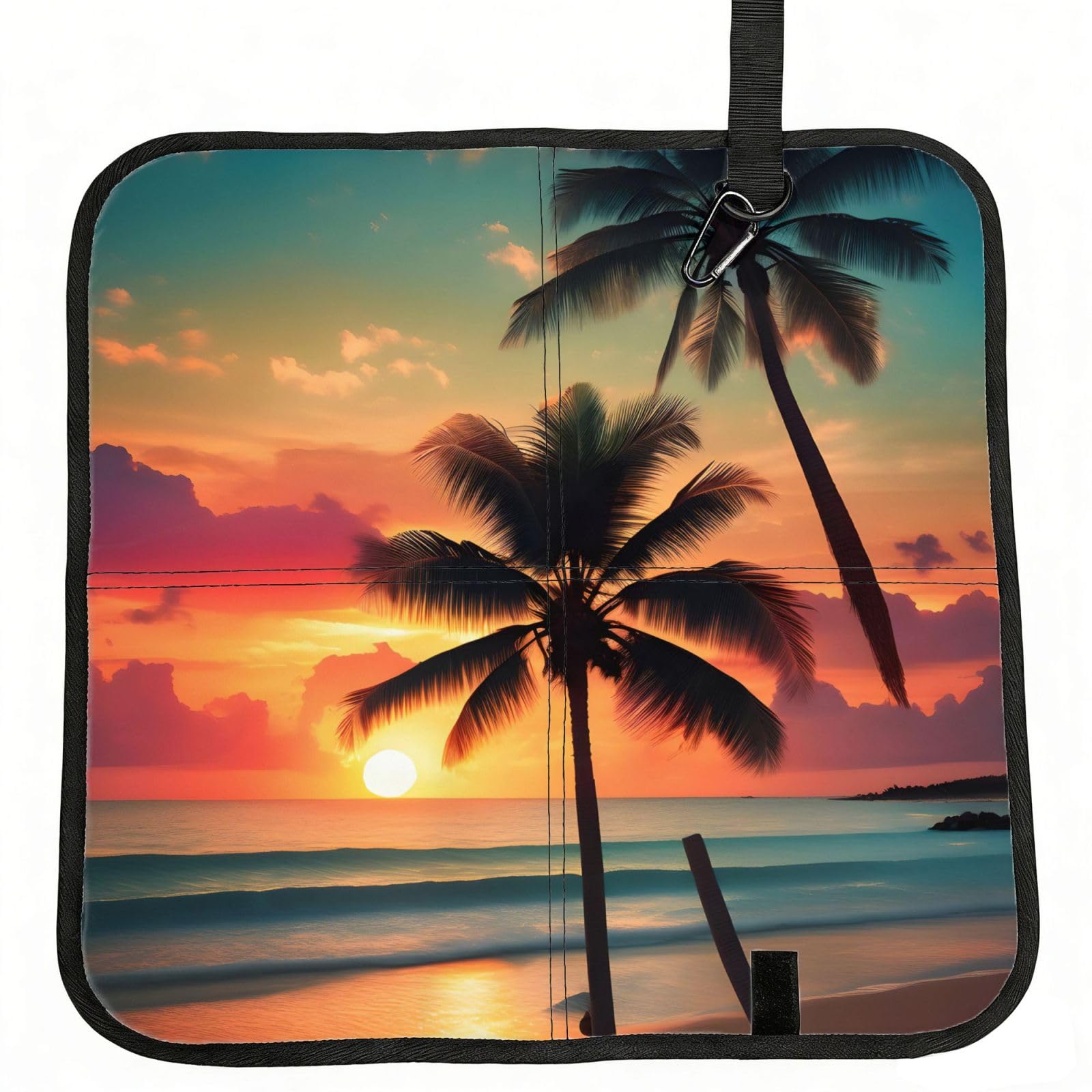 NImongt Tropical Beach Palm Tree Print Portable Chair Pad Foldable Seat Cushion Outdoor Seating Office Picnic Camping