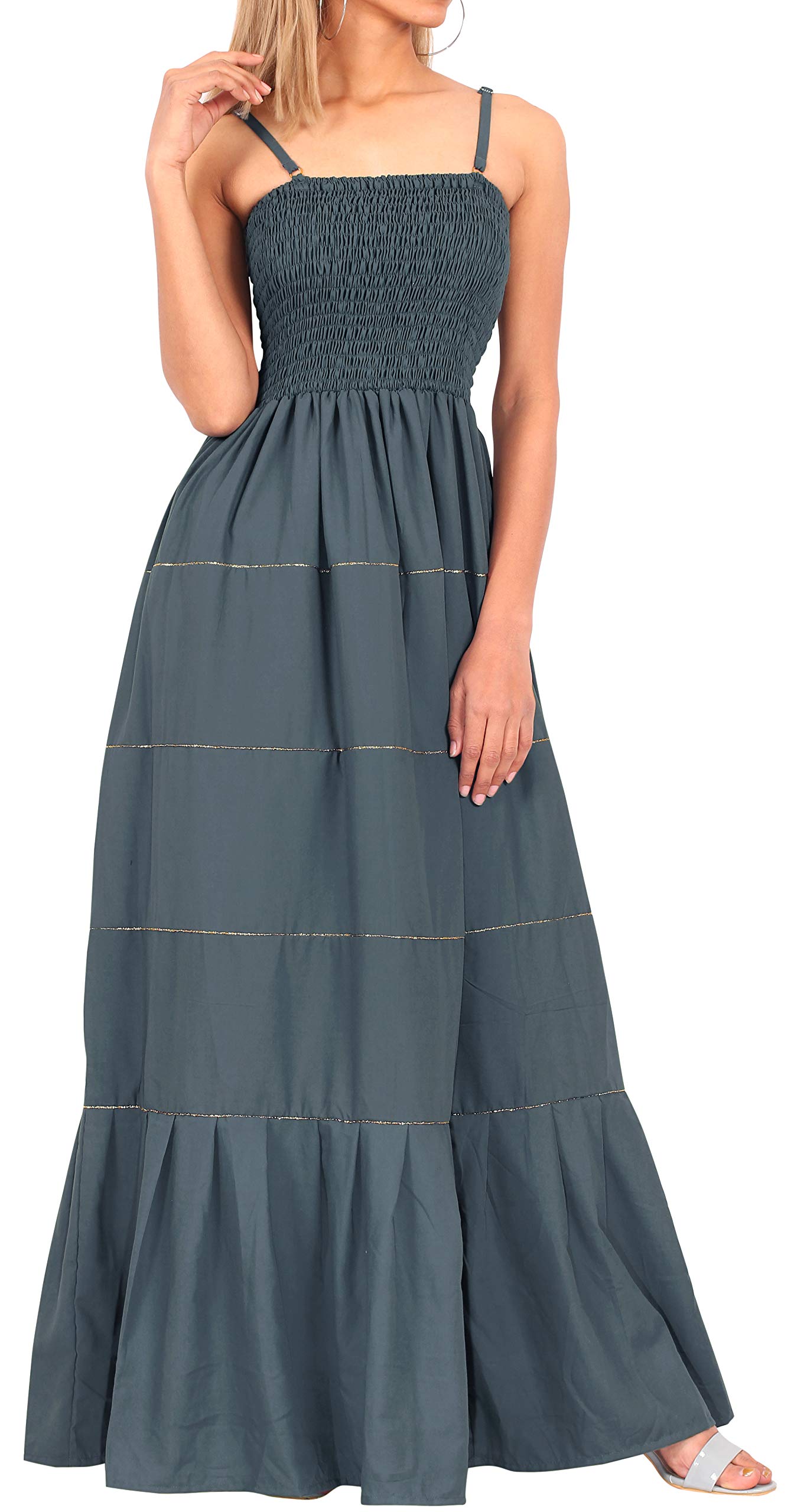 LA LEELAWomen's Tube Top Clubwear Flowy Evening Dress,2