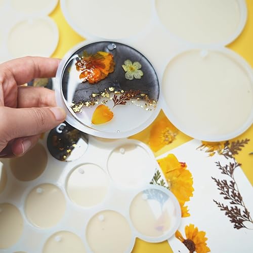 Miniatura 3 de Juego de moldes de silicona redondos de 25 cavidades grandes + medianos + pequeños para llavero de joyería de resina