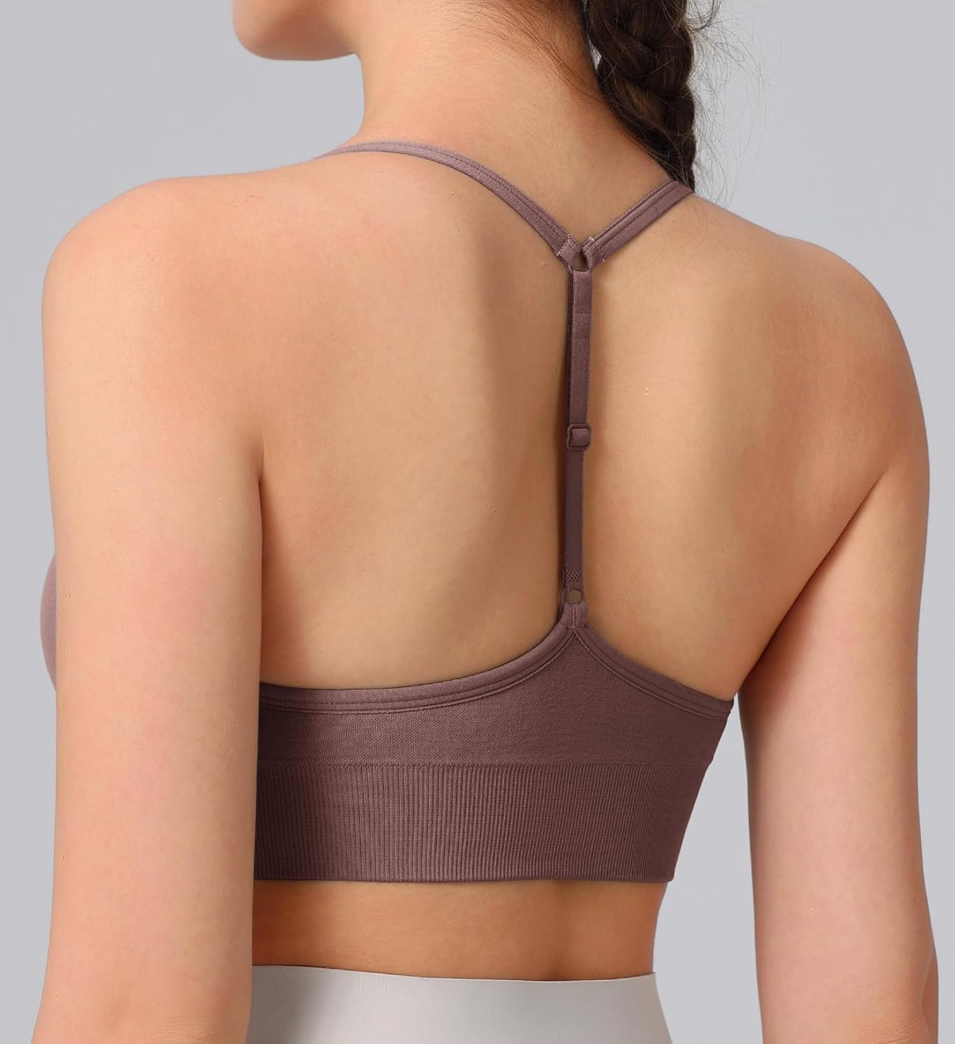 Women's Sports Bras Adjustable Y Back Spaghetti Strap Racerback Padded Wireless Yoga Workout Tops - Image 6