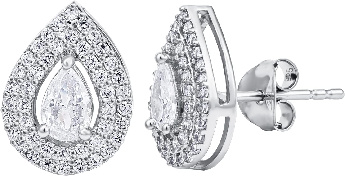 Pissara 925 Sterling Silver Cubic Zirconia Earrings For Women And Girls|with Authenticity Certificate, 925 Stamp & 6 Months Warranty