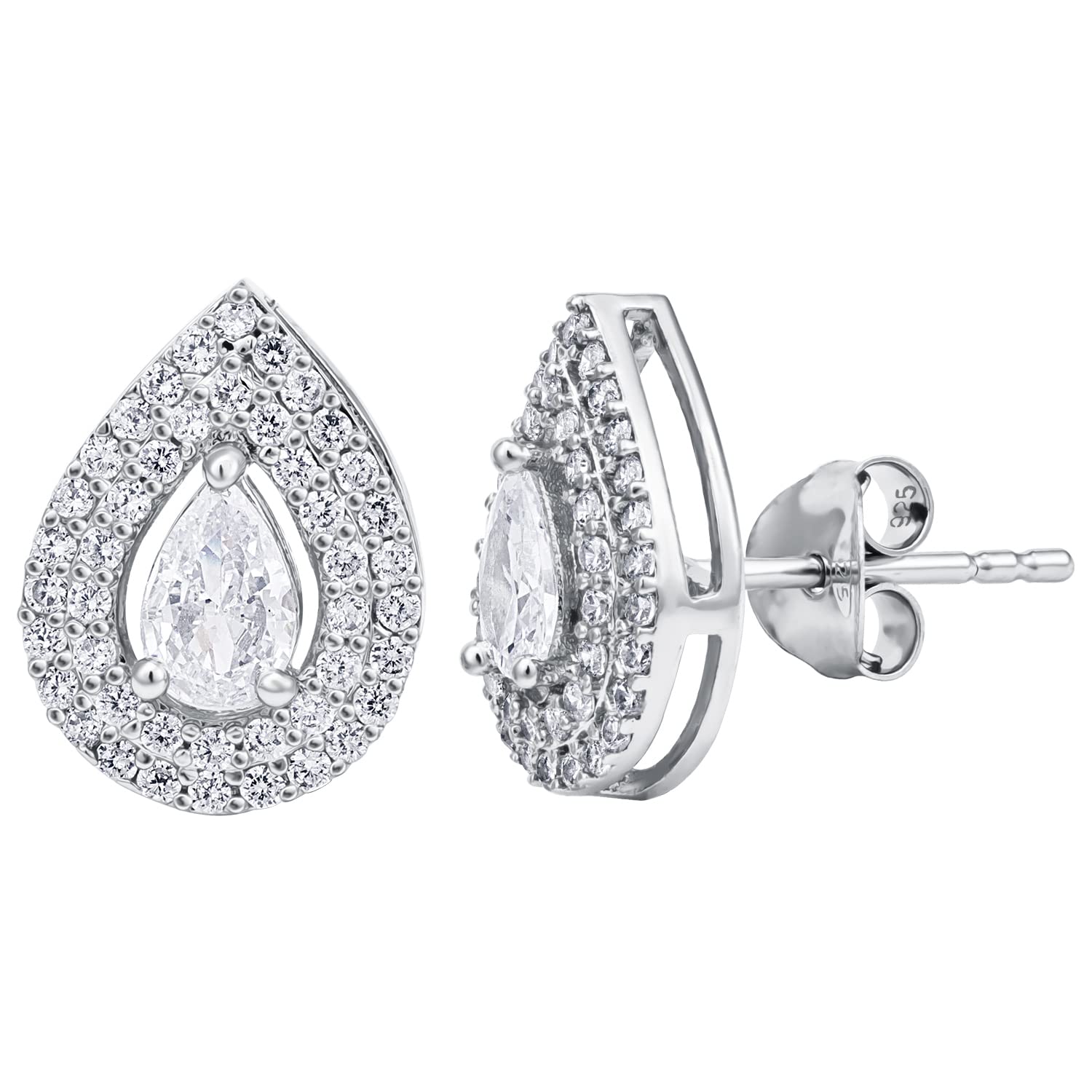 Pissara 925 Sterling Silver Cubic Zirconia Earrings For Women And Girls|with Authenticity Certificate, 925 Stamp & 6 Months Warranty