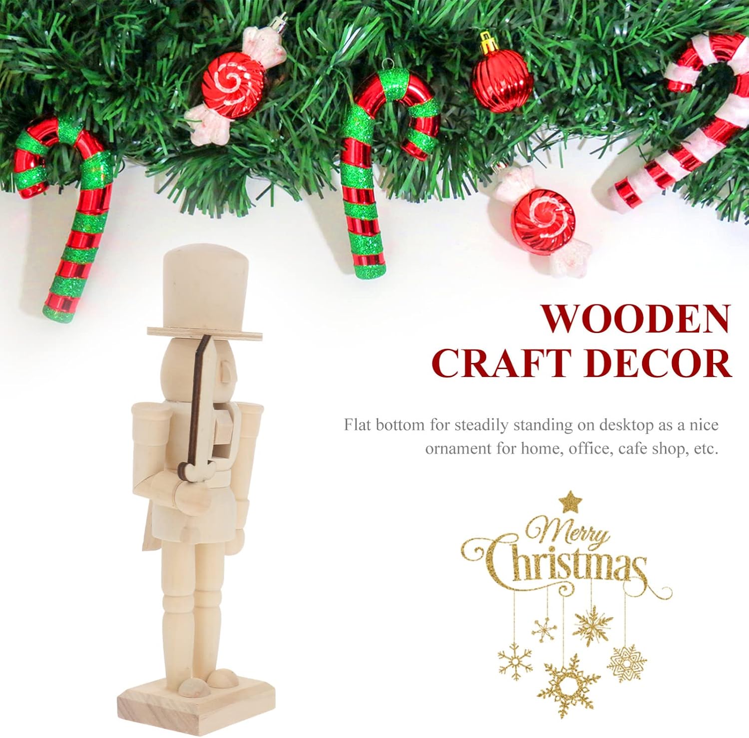 SEWACC Christmas Nutcracker Wooden Nutcracker Ornaments Christmas Decoration Unfinished Nutcracker Figurines Puppet
