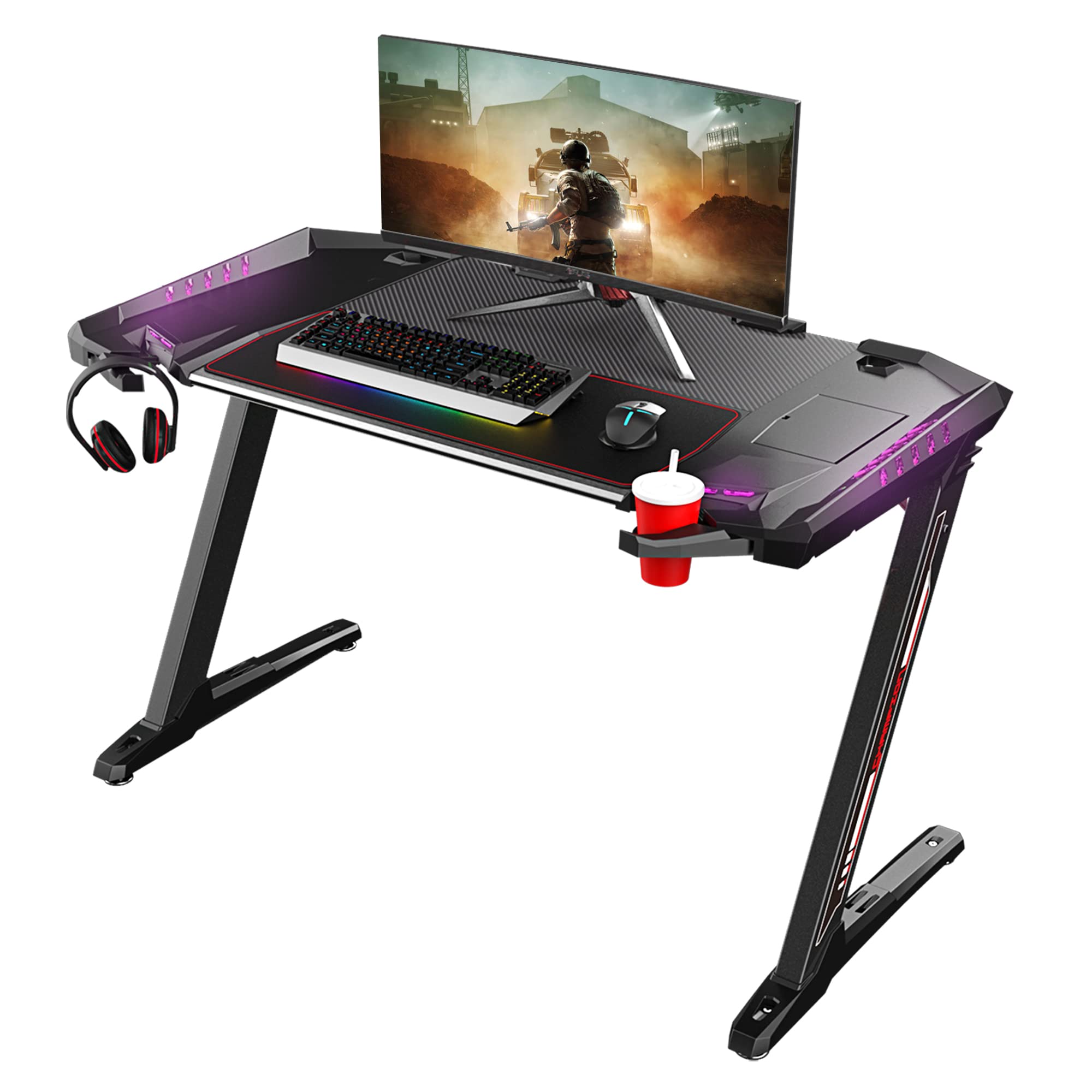 EUREKA ERGONOMIC Gaming Desk Z2 Gaming Computer Desk 50.6'' PC Gaming