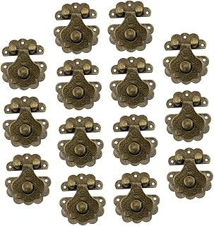 ULTECHNOVO 14pcs Jewelry Box Buckle Retro Decor Antique Hasps Wooden Box Hasps Treasure Chest Hasp Wooden Case Latches Toggle Hasp Cabinet Hasp Drawer Hardware Flower Buckle Padlock Iron