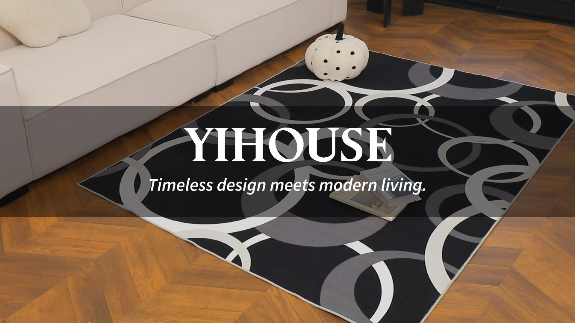 Tapete decorativo moderno 4x6 ft con círculos concéntricos miniatura 7