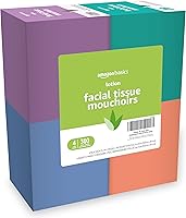 Amazon Basics 2-Ply Facial Tissues with Lotion, 300 Count (4 Cube Boxes, 75 Each) - Soft, Strong & Gentle Comfort