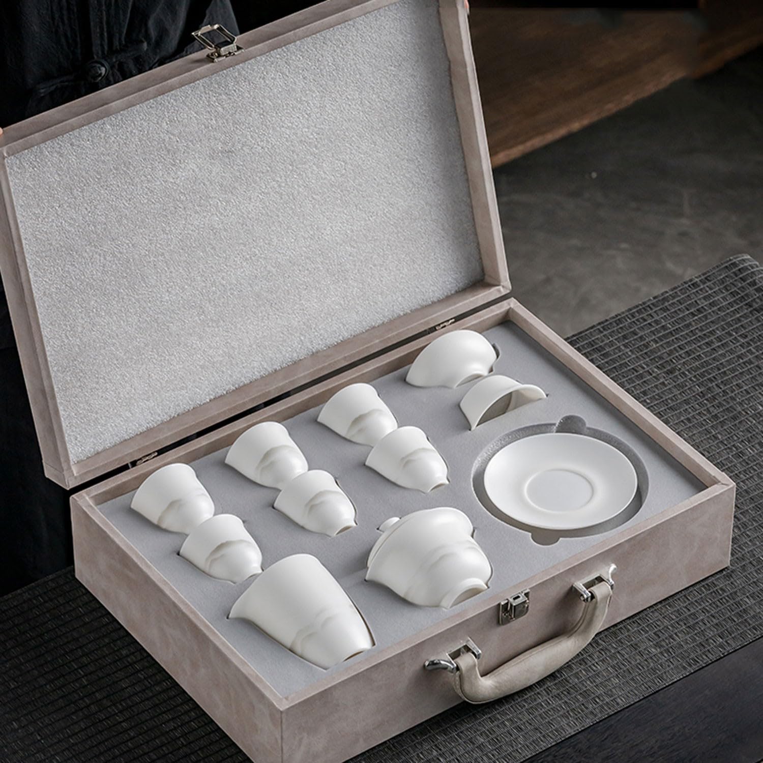 Teeservice, Teeservice, weißes Porzellan, Kung-Fu-Teeservice, Haushalts-Gaiwan-Geschenkbox Beauty Comes